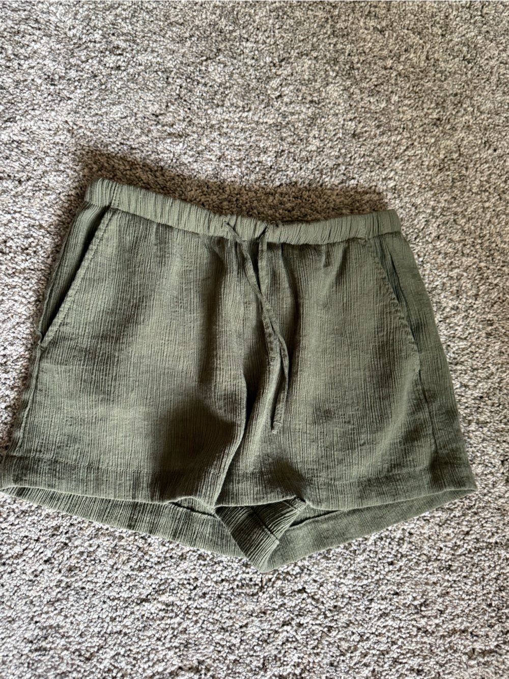 H&M Olive Green Textured Pull-On Bermuda Shorts